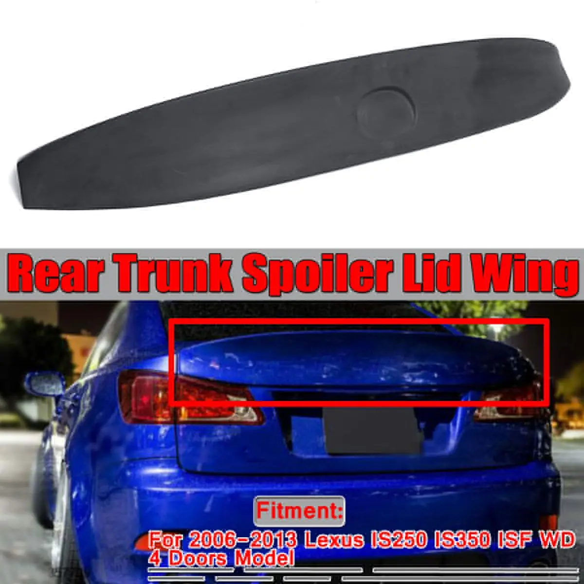 

For Lexus IS250 IS350 ISF WD 2006-2013 High Quality Real Carbon Fiber HighKick Car Rear Trunk Boot Lip Spoiler Wing Lip