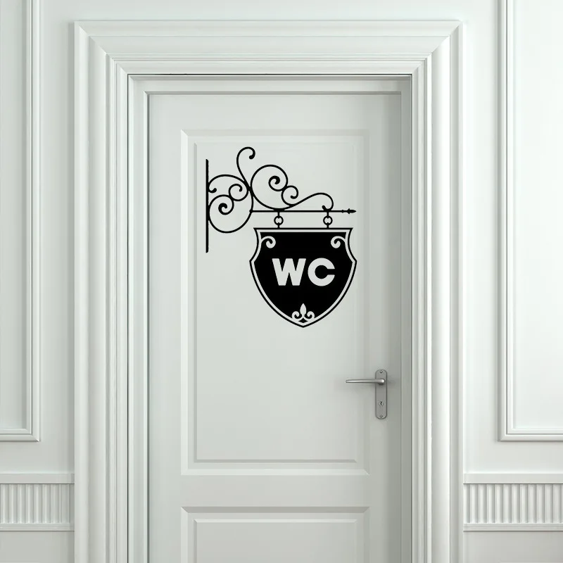 Funny Toilet Sticker WC Sticker Bathroom Door Removable Sticker Washroom Art Wall Sticker Decal DIY Creative Home Decoration