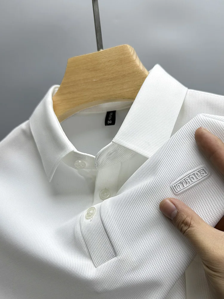 

Summer Ice Silk Smooth Loose Fit ort Sve irt Men's Faion Urban Sle No-iron Treaent Nylon Spandex Blend