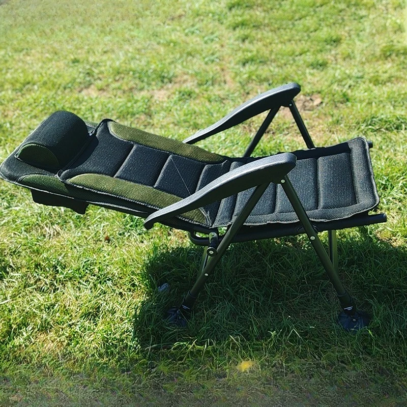 Multipurpose Foldable Fishing Chair with Pillow, Portable Reclining Angler Seat, Stable Strong Load Sturdy Durable for Outdoor