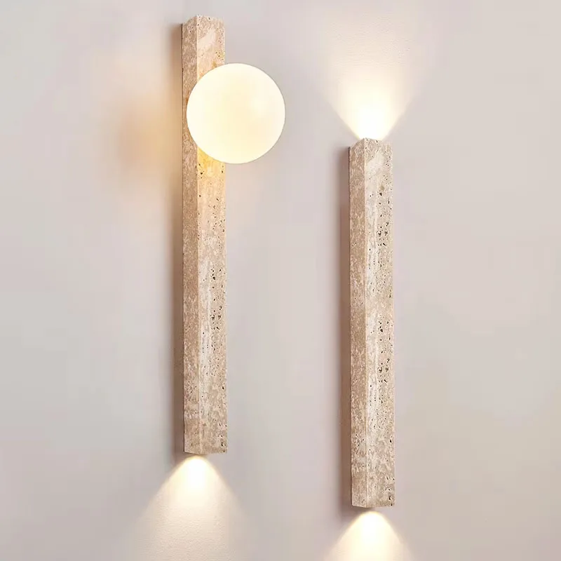 

Yellow Cave Stone Long Wall Lamp Retro and Creative Staircase Corridor Entrance Lamp Bedroom Bedside Lamp