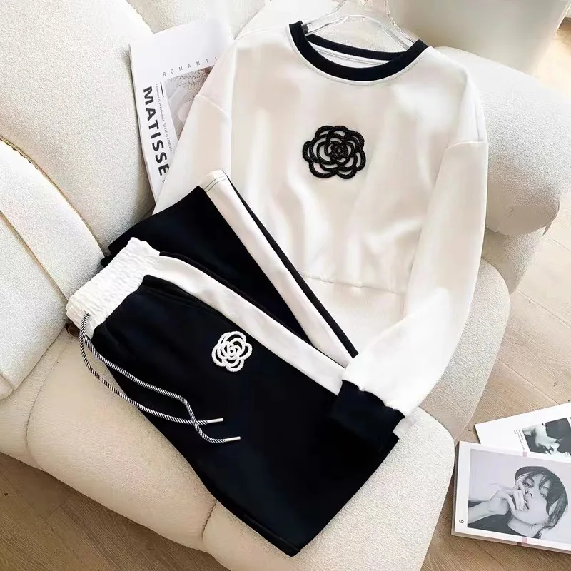 Knitted Sweater Winter Women Sportswear Tracksuit Long Sleeve Sweatshirt+pant  Jogging Outfit Workout Casual Training Set Suits