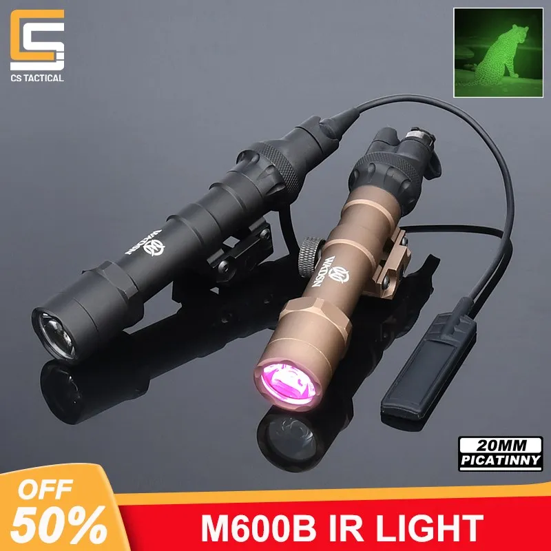 

Tactical Airsoft M600 M600B IR Light Flashlight No White Light Version Fit 20MM Picatinny Rail Hunting Scout Weapon Gun Light