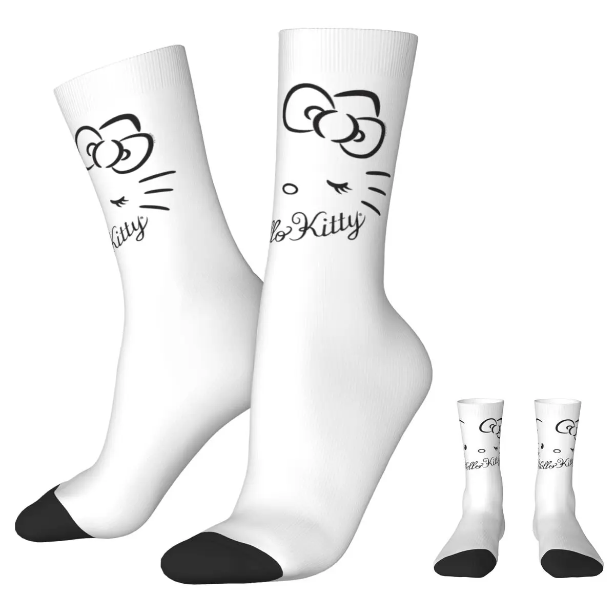 Official Hello Kitty Winking Autumn Winter Crazy Design Men's Women'sSocks Breathable Basketball Socks