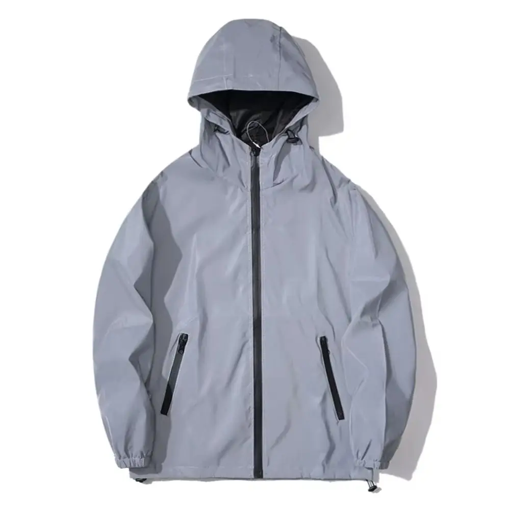 Windproof Reflective Jackets Thickened High Street Hooded Jacket Stylish Waterproof Reflective Windbreaker Fashion