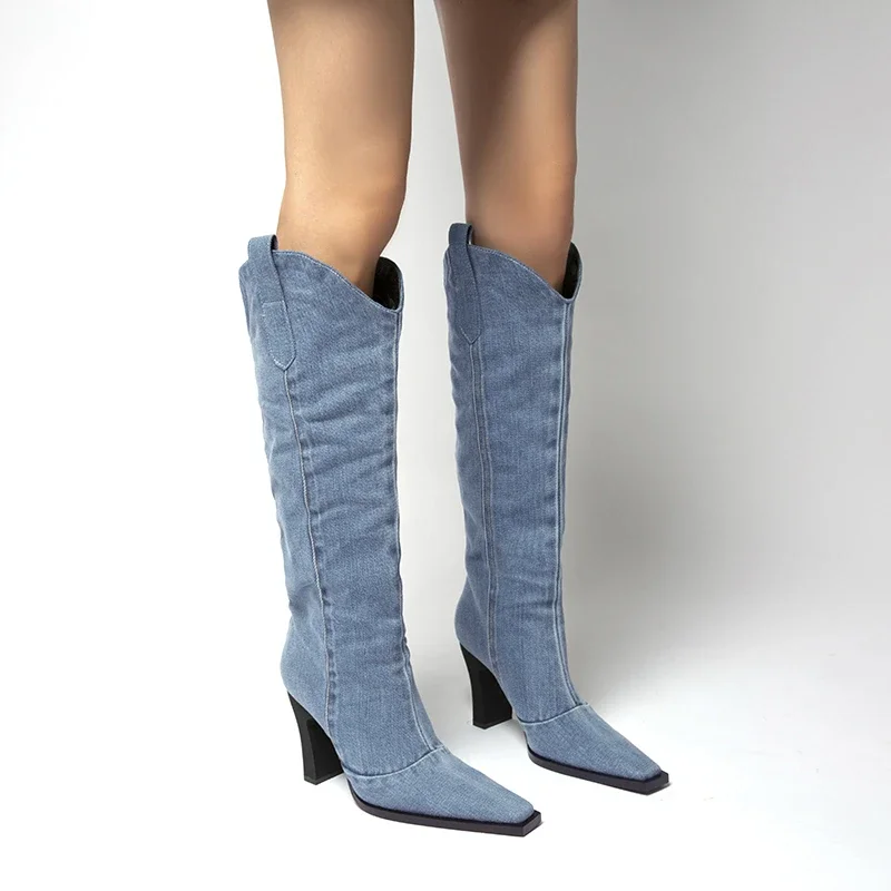 

Brand New Denim Ladies Non-slip Boots Fashion Thick-soled Spring Thigh High Boots Women 2021 Fashion Casual Shoes Women Boots