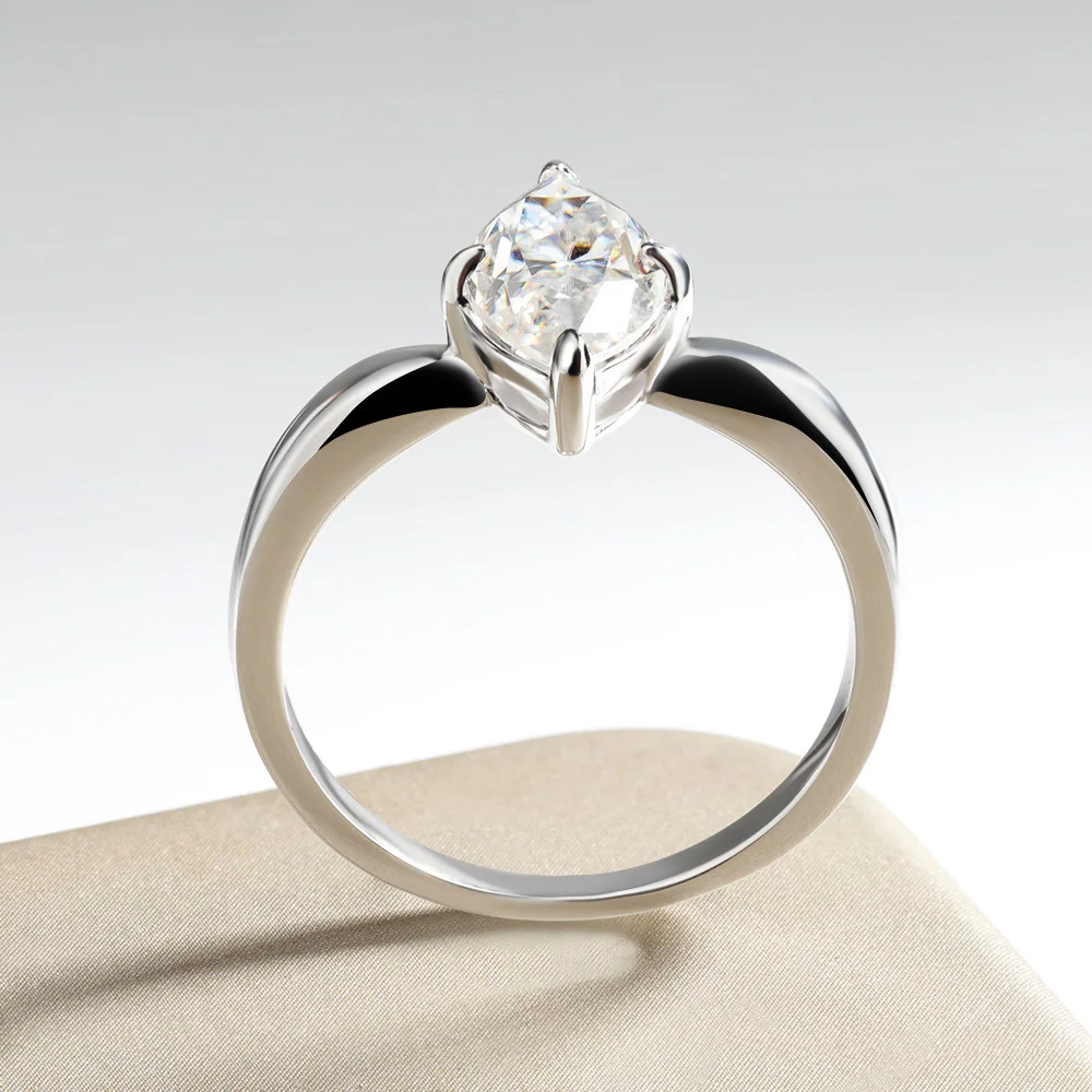 OEVAS 1CT-3CT 7*14MM Marquise Cut Moissanite Wedding Rings S925 Silver Plate 18K Gold for Women Lab Diamond Party Jewelry Gift view 5