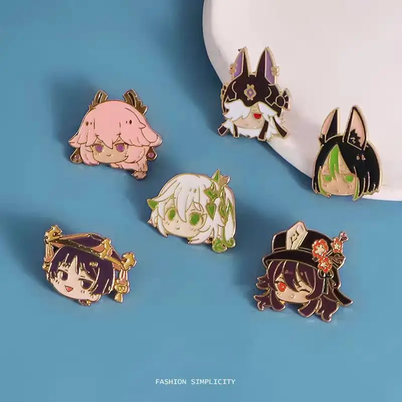 

Miniature brooches for the Genshin Impact series, cute and cartoonish fan-made metal badges