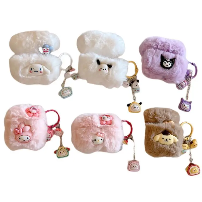 

Аниме Sanrios Hellokittys My Melody Cinnamoroll Kuromi Kawaii Плюшевые беспроводные Bluetooth наушники оболочка