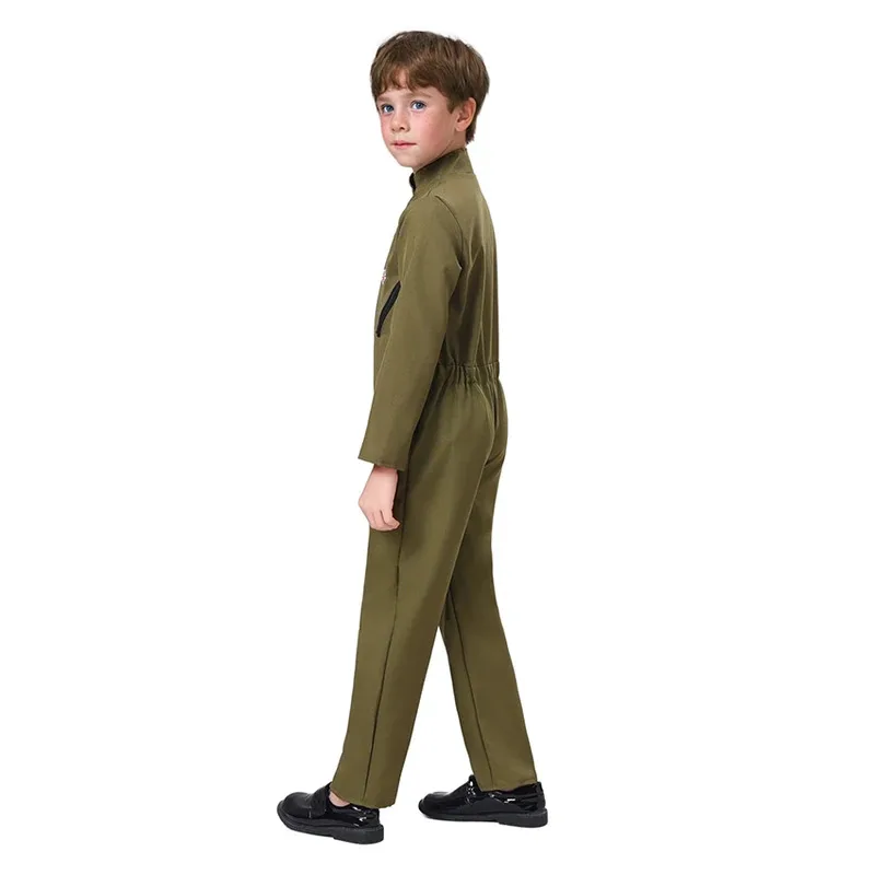 بدلة الطيار التأثيرية للهالوين أزياء الهالوين للأطفال Ace Aviator ملابس العمل زي الطيار الأمريكي لحفلات الكرنفال