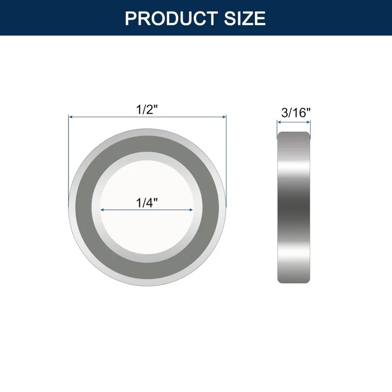 R188ZZ Deep Groove Ball Bearings, ID 1/4' X OD 1/2' X Width 3/16' Miniature Bearings, Ball Bearing Chrome Steel Lever