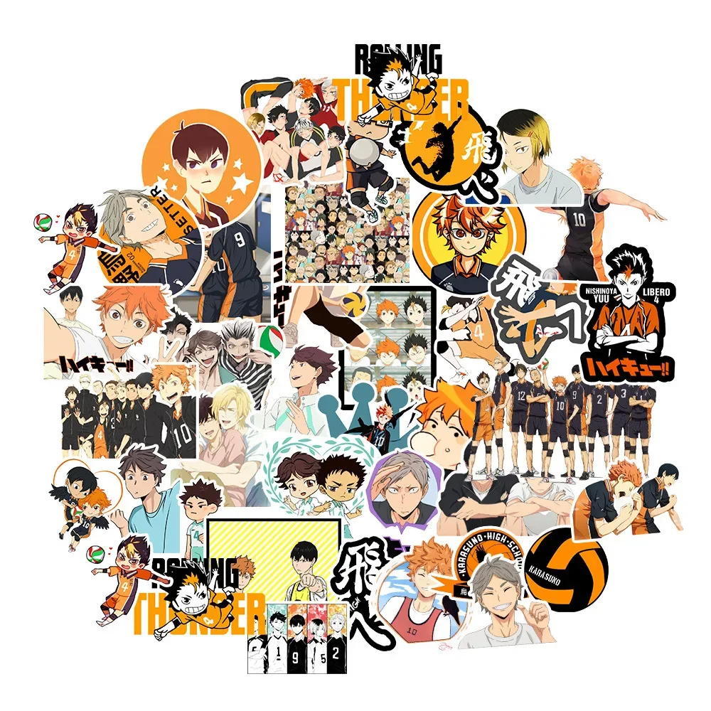 10/100pcs Cute Cartoon Stickers Anime DIY Skateboard Laptop Phone Cool Tobio Kageyama Hinata Shoyo Sticker