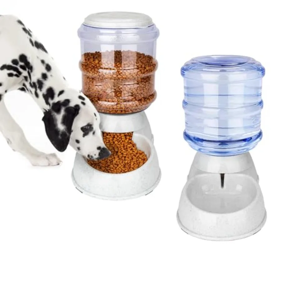 

Pet Gravitational Feeder and Water Dispenser for Home Use, Thickened Plastic, Gray, 3-Gallon Ccity with Automatic Replenishment