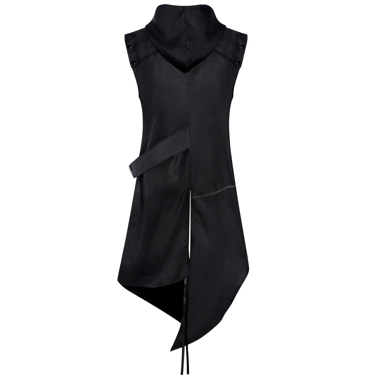 جديد الرجال الأسود الهيب هوب خندق معطف قمصان سويت شيرت بقلنسوة لا الأكمام مقنعين عباءة غير النظامية تصميم سترة طويلة الشارع الشرير سترة