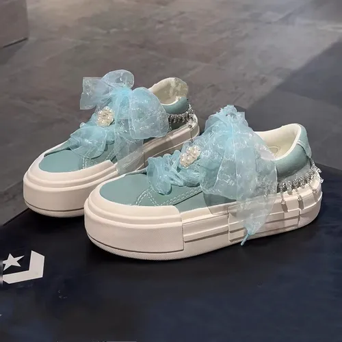 Imagen 2 del producto Cordones de hilo de gasa transparente ensanchados de 4cm, cordones anchos de lazo grande de seda plana, zapatos informales blancos de belleza de tendencia, cordones, envío directo