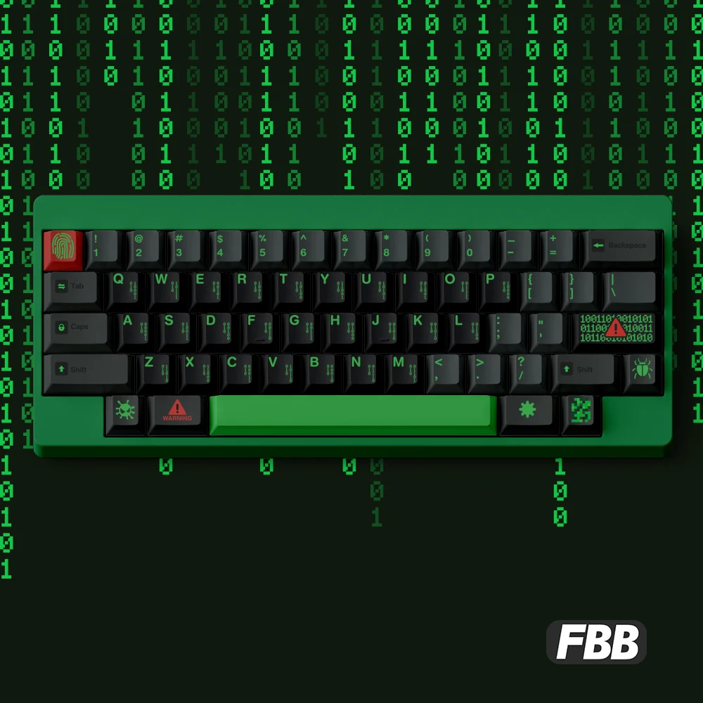 FBB คีย์แคปแฮกเกอร์แบบดั้งเดิมห้าด้าน PBT คีย์บอร์ดแบบกลไกแบบกำหนดเองแกนแม่เหล็กสีดำ DIY