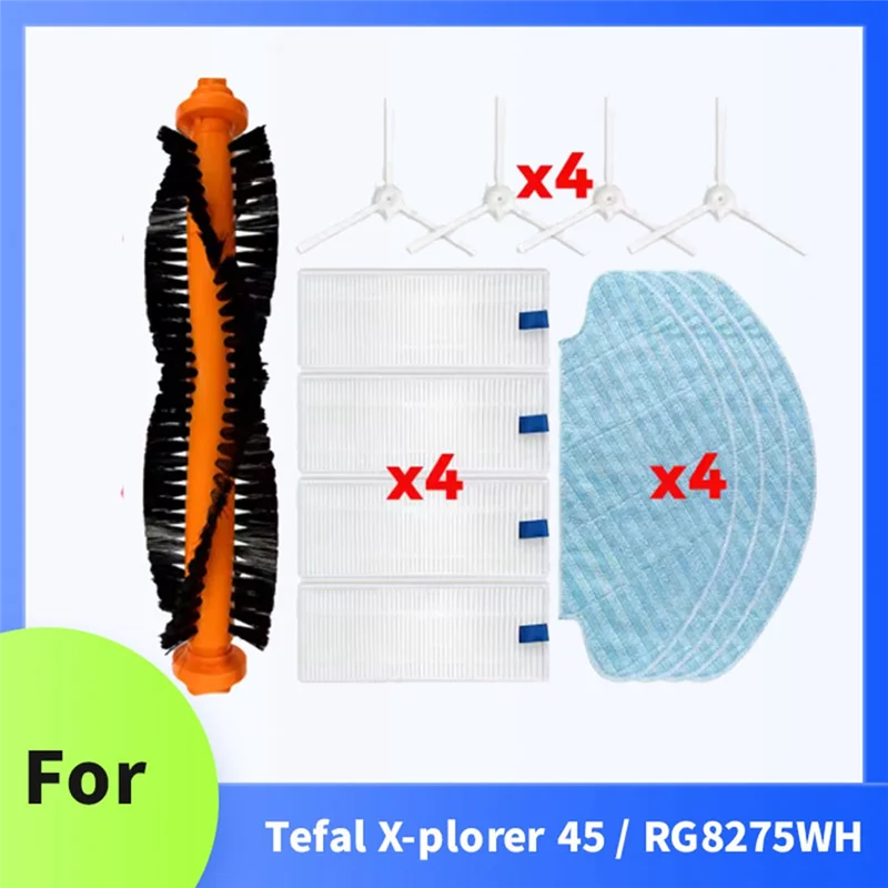 For Tefal X-Plorer 45 / RG8275WH Sweeping Machine Accessories Roller Side Brush HEPA Filter Mop Pad