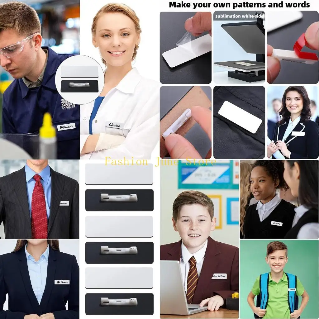 N5KA Sublimation Badges Pin DIY Blank Name Badge Heat Transfer Name Tag with Pin Backing for Personalized Badges Making