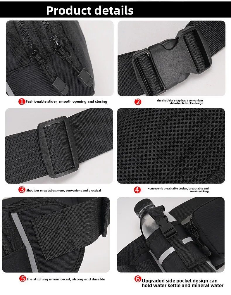 New Fashionable Men's Waist Bag, Outdoor Sports Mobile Phone Waist Bag, Multi-functional and Durable Water Bottle Crossbody Bag