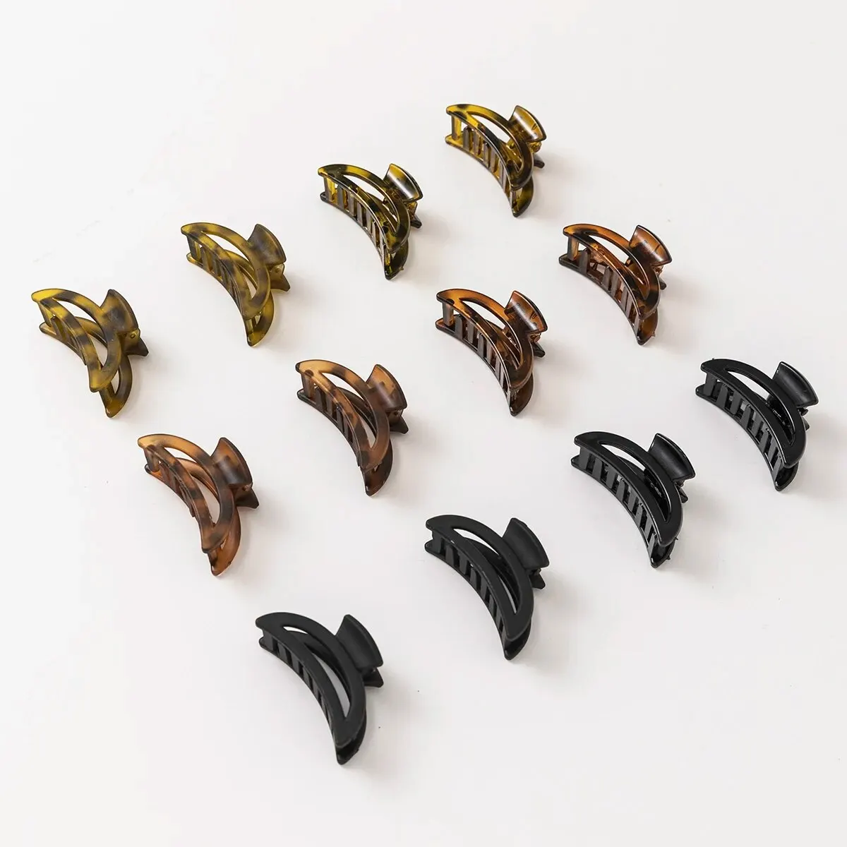 12pcs New Fashion 4.5cm Crescent Moon Grip Clip Girl Hair Shark Clip Headdress Multicolor Mixed Color Package