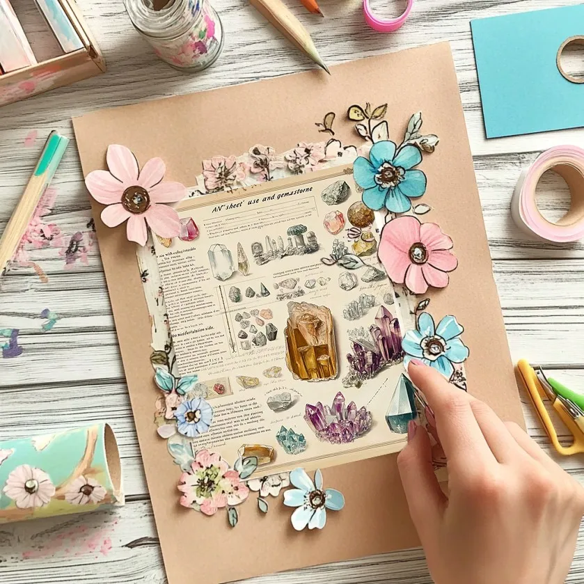 36 매 레트로 별이 빛나는 하늘 스크랩북 종이 팩, 편지지 빈티지 아트 공예 패턴 스크랩북 종이 (점프 저널 플래너용)