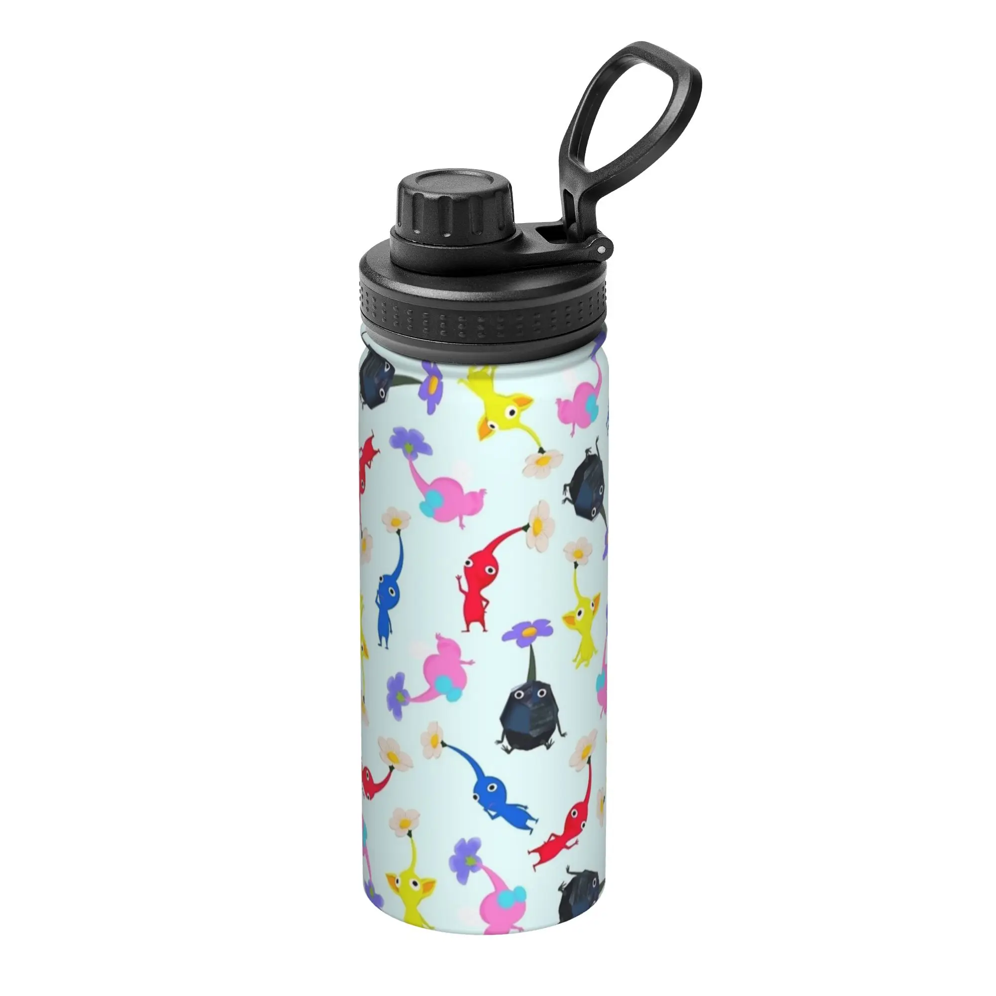 

Термокружка-бутылка для воды из нержавеющей стали с милым рисунком Пикмин, 18 унций, для школы и спорта