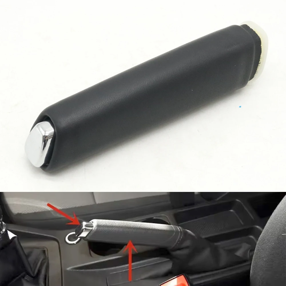 

Car Gear Handbrake Parking Brake Lever Grip Handle Leather Cover Release Push Button For Skoda Karoq Octavia A5 A7 2015-2018