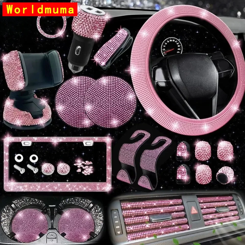 Luxury 27PCS/SET Lady Diamond Car Interior Decoration Gift Box for 4 Seasons General Motors Storage Romatherapy Phone Holder