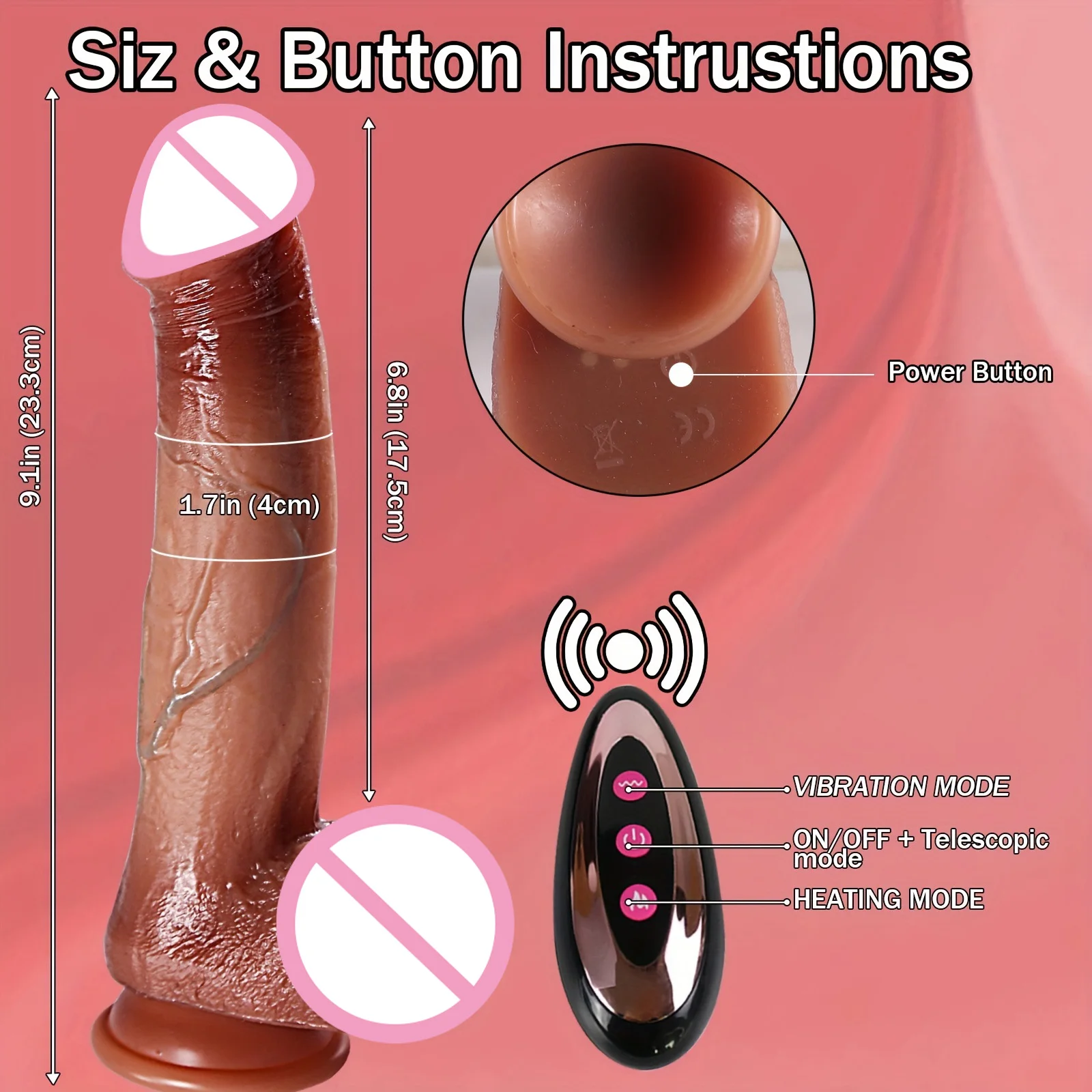 Vibrator Consoladores Dildos One Touch Heating 10Hight-speed Thrusting Modes Liquid Silicone Lifelike Details Sex Toys For Woemn