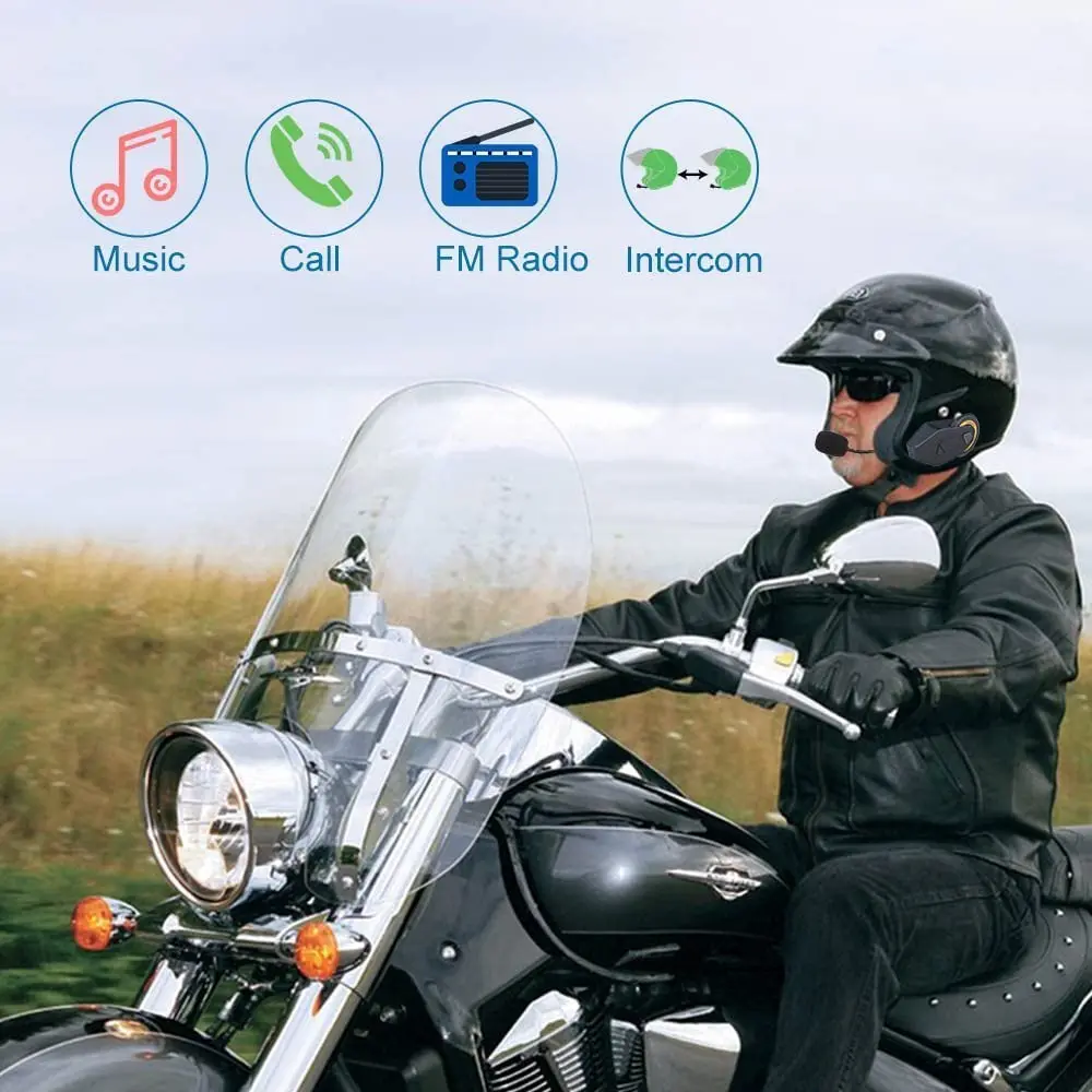 Dual Mics Motorcycle Intercom Helmet Bluetooth HeadsetRiders Group Talking FM Radio Bluetooth 4.1/for full face/half face helmet