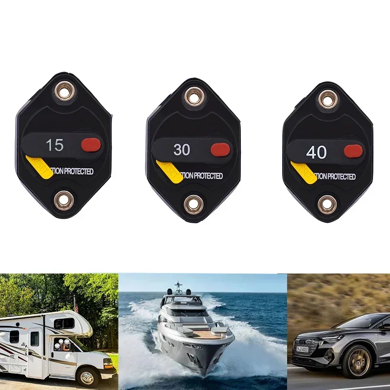 

RV Yacht Car 15A/30A/40A Circuit Breaker. Energy Storage Current Overload Protector, Switch Manual Reset Battery Protector