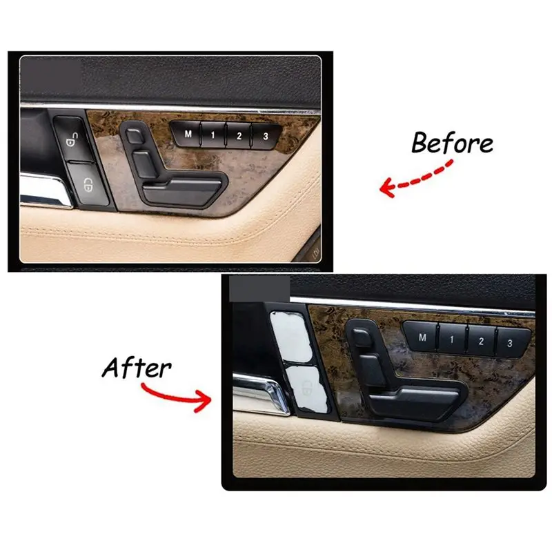 Durable 12Pcs Car Door Seat Memory Lock Switch Button Stickers Cover Trim For Mercedes Benz C E Class GLK GL ML W204 Accessories