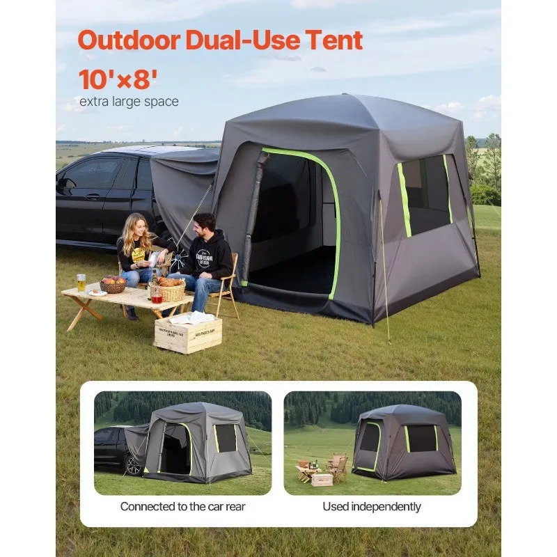 Camping tent 10ft long X 8ft wide Waterproof 2000mm double layer design Mesh windows Outdoor rain fly storage bag