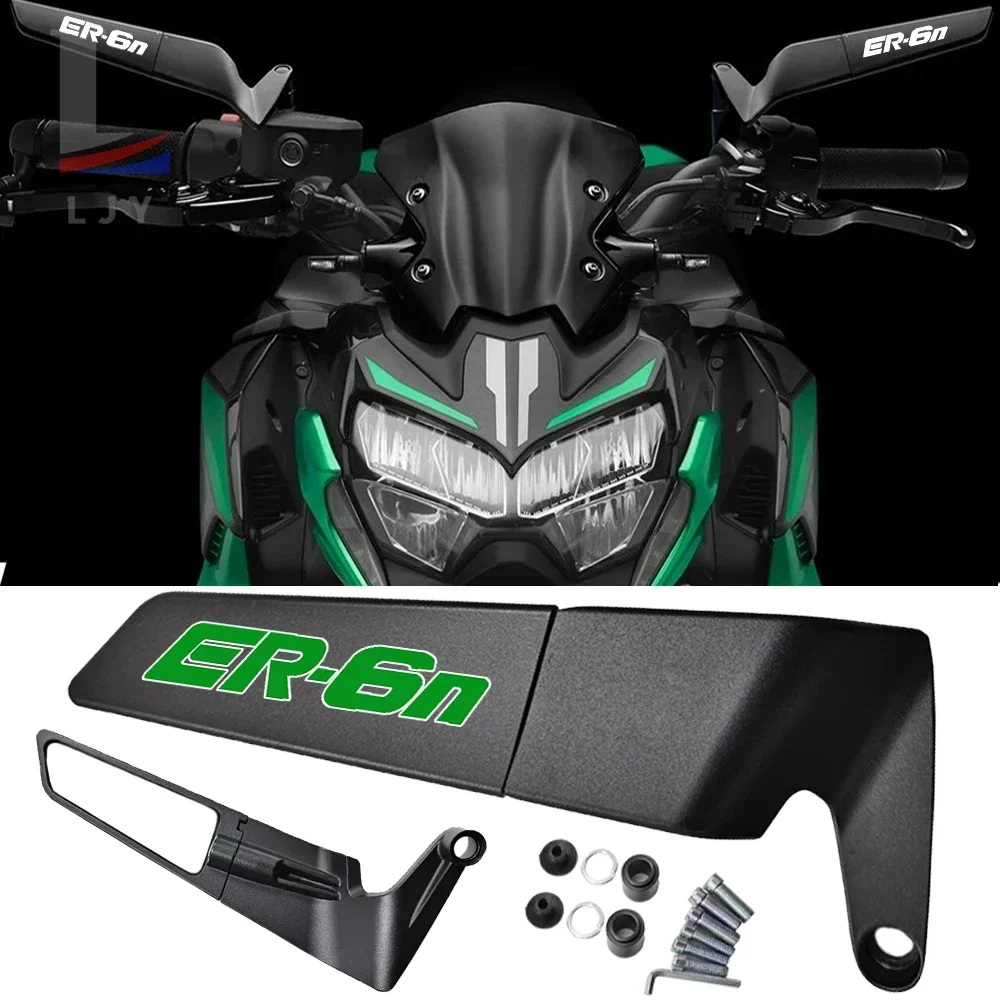 Per Kawasaki ER6n ER 6N ER-6N Specchi moto Stealth Winglets Kit specchi Ruota specchietti regolabili