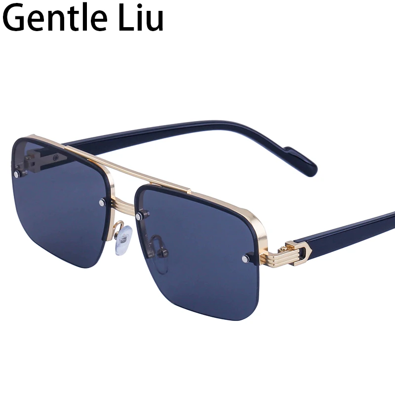 Oversized Square Rimless Sunglasses Men Big Frame 2025 Luxury Brand Vintage Frameless Eyewear Shades UV400 Lentes De Sol Hombre