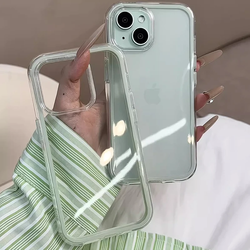 Роскошный прозрачный чехол для телефона ярких цветов для iPhone 17, Air 11, 12, 13, 14, 15, 16, 17 Pro Max Plus, противоударный мягкий чехол-бампер