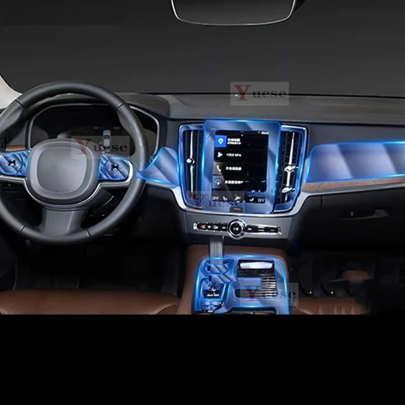 

For Volvo S90 T4 T5 2016-2022 Car Interior Center Console Transparent TPU Protective Film Anti-scratch Sticker
