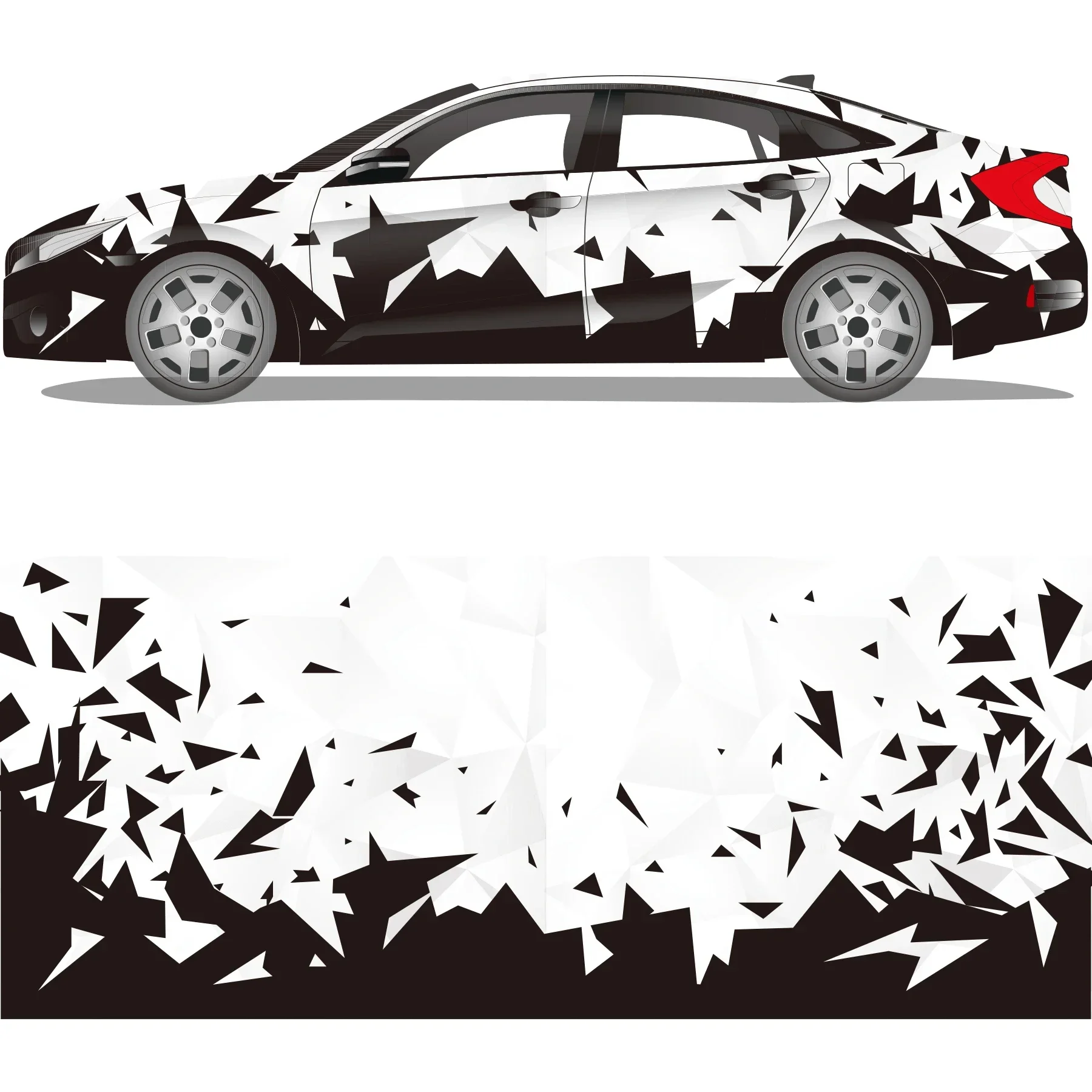 Sketch Car Full Wrap Sticker Car Decal decorativo Cut Body Racing Graphic Decal Vinyl Wrap Design moderno Red Retro