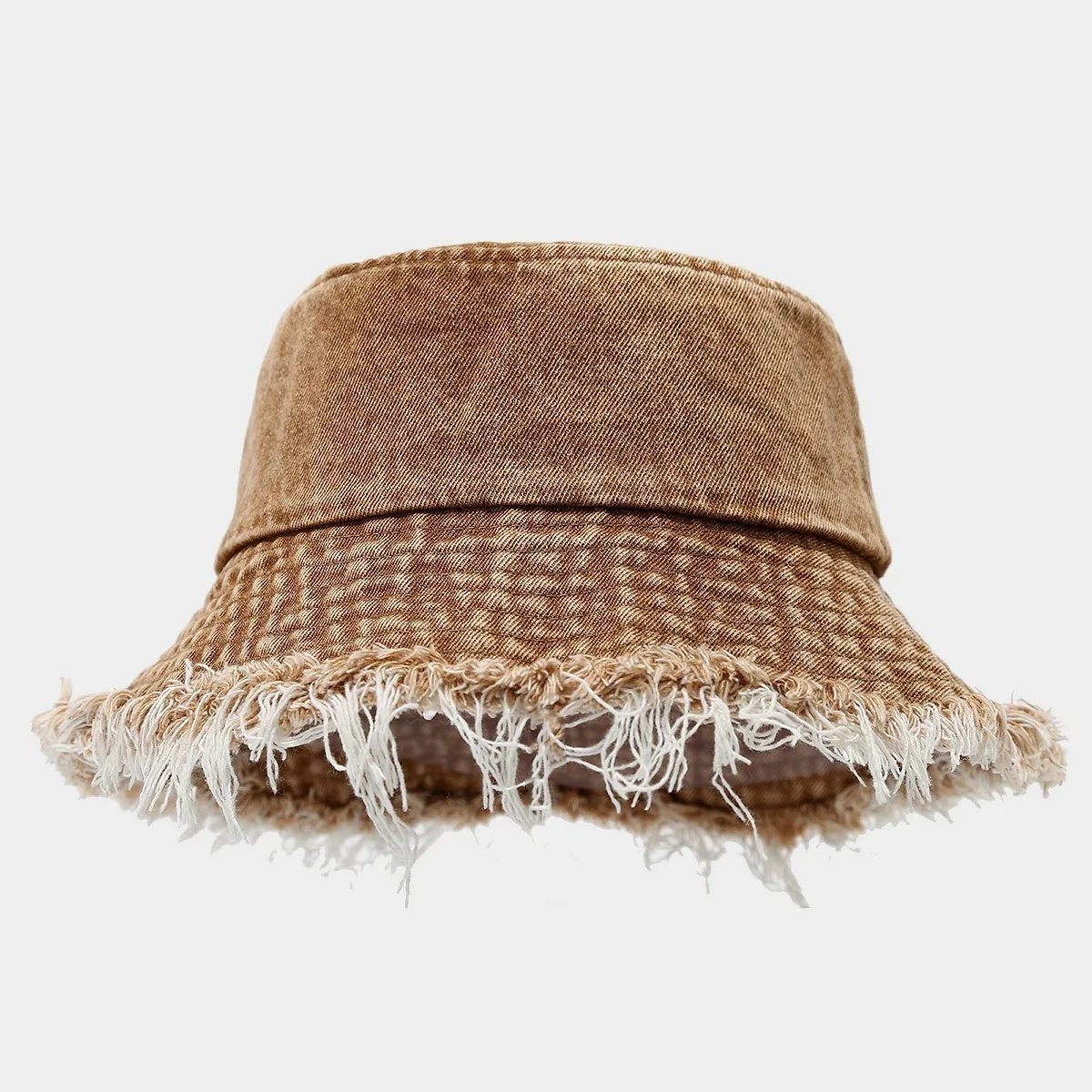 Unisex Trendy Autumn Solid Tassel Edge Washed Denim Summer Bucket Hat For Women Best Matched Sunshade Beach Fisherman Cap Gift