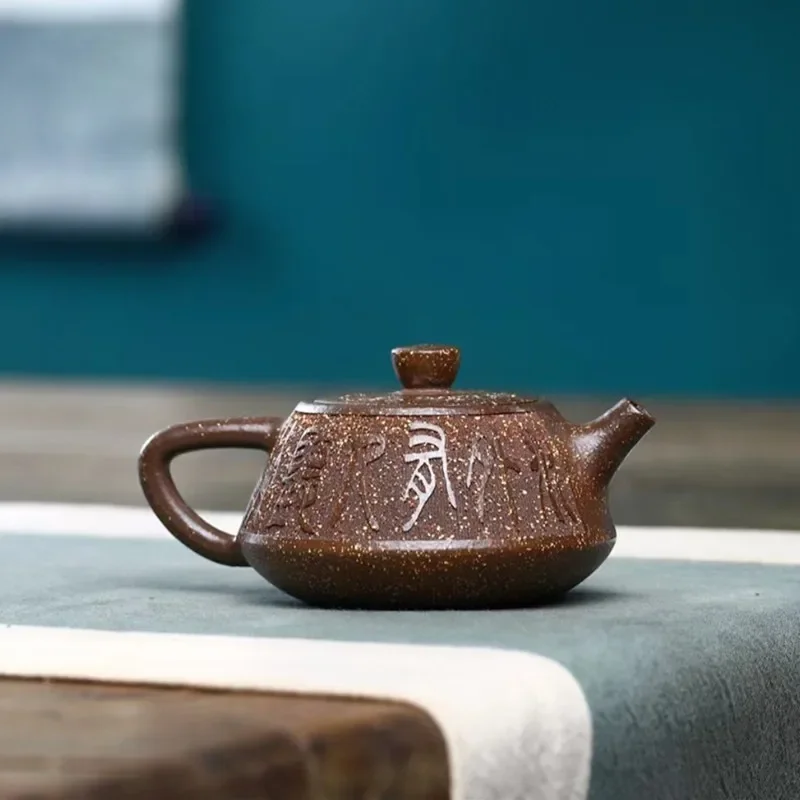 90ml Yixing Purple Clay Teapots Raw Ore Stone Scoop Tea Pot Handmade Customized Tea Infuser Chinese Filter Beauty Teaware