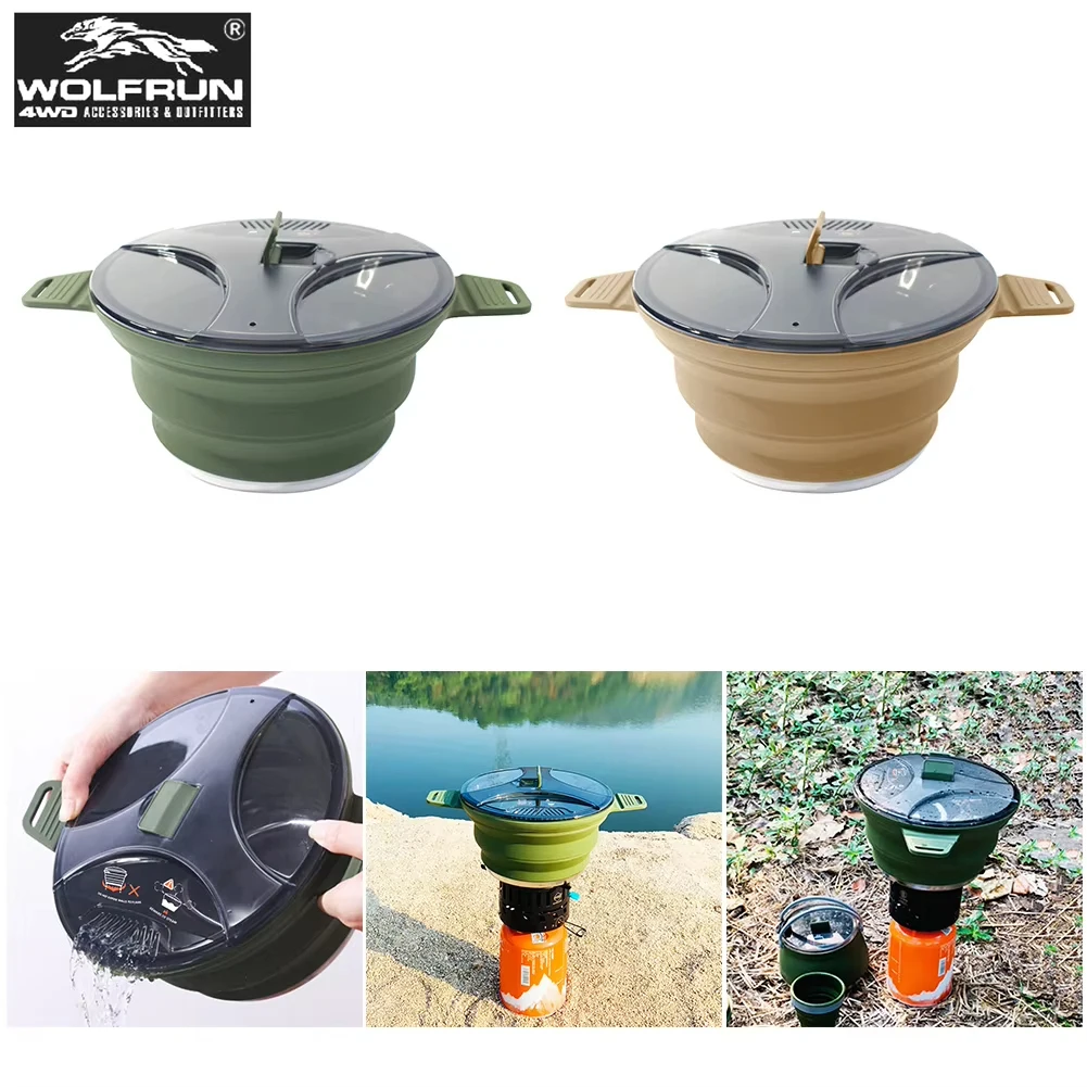 

Складной горшок для кемпинга, складной чайник, портативная посуда для кемпинга, уличный силиконовый чайник для воды, термостойкий горшок для пикника, жарки