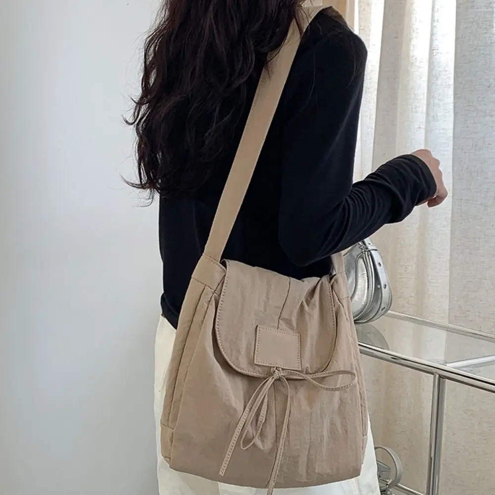 Korean Style Flap Nylon Bow Crossbody Bag Messenger Bag Niche Design Light Soft Nylon Bag Tote Bag Zipper Shoulder Bag Girls - Image 6