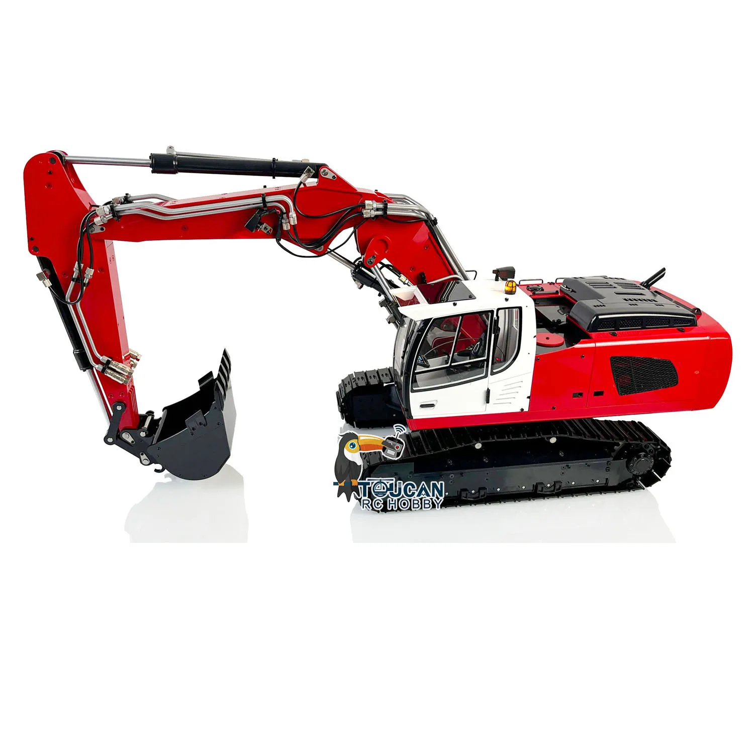 Czerwona 1/14 Hydrauliczna Koparka RC 946 3 Ramiona Gąsienicowa Koparka Budowlana Model Radiowy Rozłupywacz Szczękowy Zabawki dla Dorosłych TH22730 TOUCAN RTR Ver