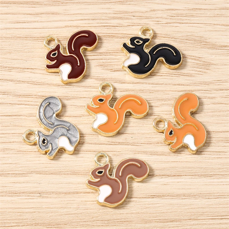 10 Stück 13 x 31 mm Cartoon-Tier-Charms, Emaille-Eichhörnchen-Charms, Anhänger für Schmuckherstellung, Halsketten, Ohrringe, DIY-Bastelzubehör