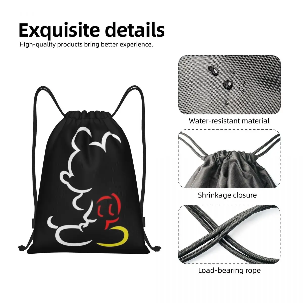 Custom Mickey Mouse Drawstring Bags, Training Yoga Mochilas, Sports Gym Sackpack para Mulheres e Homens