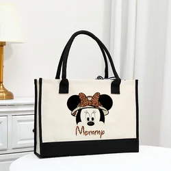 Disney Mickey Women Handle Tote Beach Bag Handbag Simple Wedding Large Capacity Shoulder Bag Shopper Picnic Beach Gift Bags