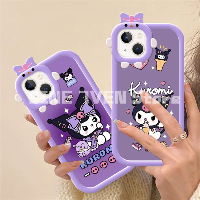 Kawaii Cartoon Sanrio Kuromi Case For Apple 14 13 12 11 Pro Max Plus All-inclusive 8 7 6 Plus X Xs Xr Se2 Fashion Birthday Gift