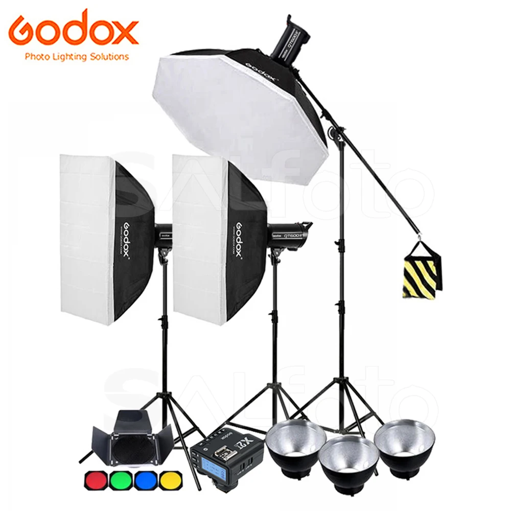 

3x Godox QT600II M 600WS HSS 1/8000s GN76 2.4G Studio Photo Lighting Flash Strobe X2T Transmitter 2.8m Light Stand Softbox Kit