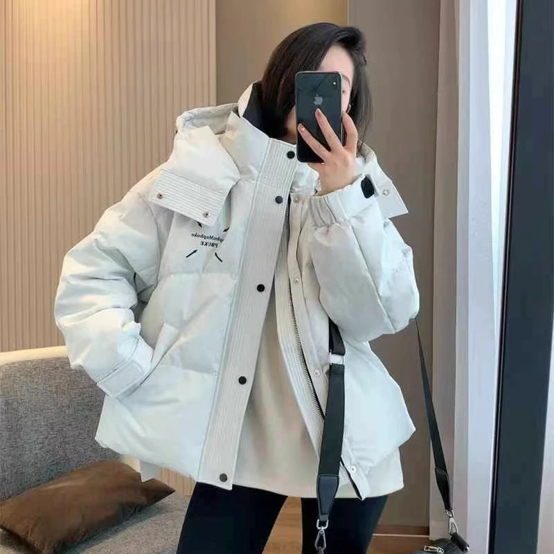 Down Jacket Women Long and Short 2024 New Couple White Duck Down Thickened Warm Down Jacket Loose Casual Hooded Overcoat