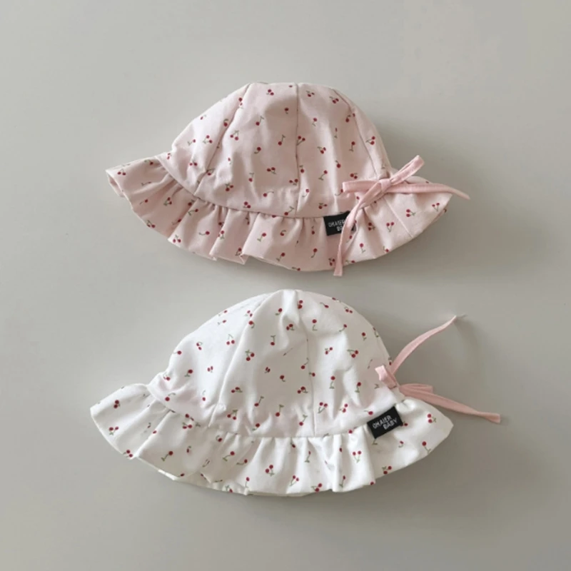 

Comfortable Baby Sun Hat Spring Summer Bucket Hat Cherry Print Fisherman Hats Dropship